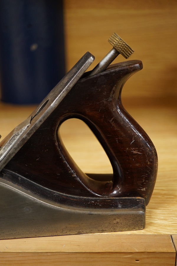 A Norris A12 adjustable smoothing plane, stamped with Norris, London to both the gunmetal lever cap and the iron, with owner’s name stamped to the top face of the front infill
